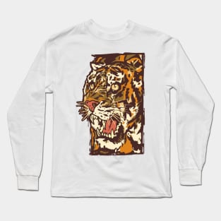 Tiger Illustration Modern Style Big Cat Long Sleeve T-Shirt